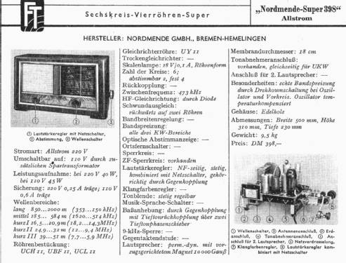Super 398GW; Nordmende, (ID = 1225156) Radio