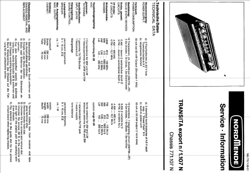 Transita Export N 1.107N ; Nordmende, (ID = 217062) Radio