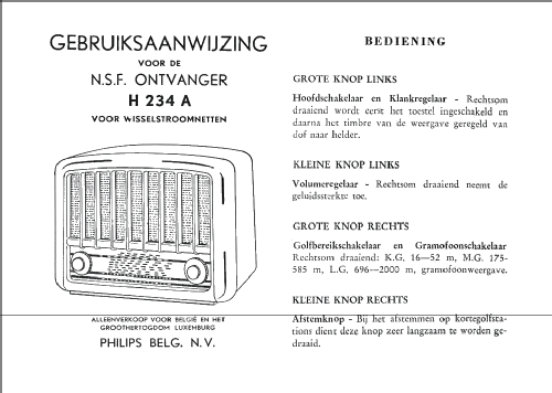 Aristona H234A-20; NSF Nederlandsche (ID = 1143985) Radio