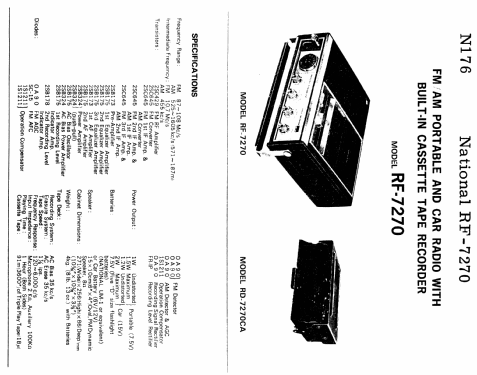 Panasonic FM-AM Radio/Recorder RF-7270; Panasonic, (ID = 1723265) Radio