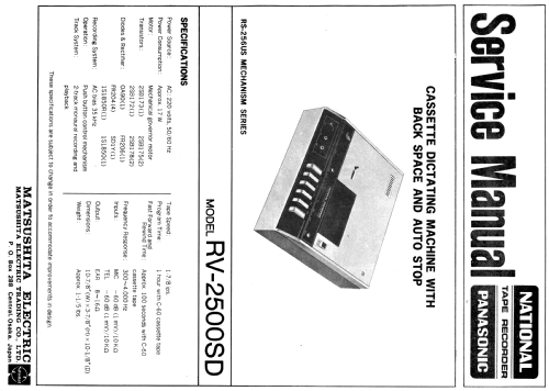 Cassette Dictating Machine RV-2500SD; Panasonic, (ID = 1499607) R-Player