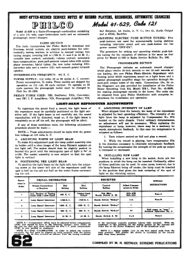 41-629P Radio-Phonograph; Philco, Philadelphia (ID = 2911520) Radio