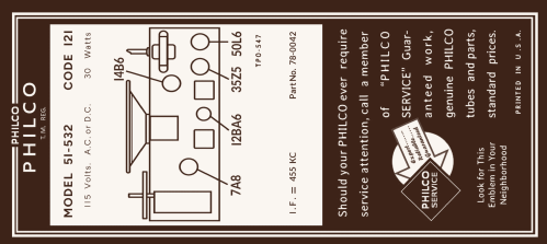 51-532 ; Philco, Philadelphia (ID = 3011189) Radio