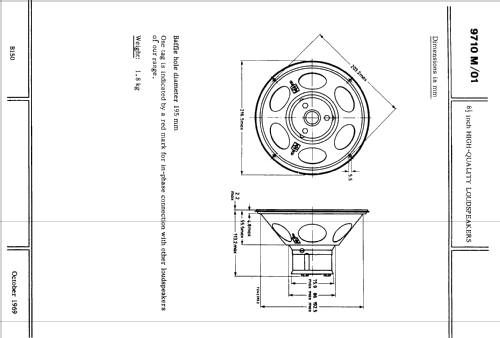 8-1/2 inch Round High Quality Loudspeaker 9710M /01; Philips; Eindhoven (ID = 2419457) Speaker-P