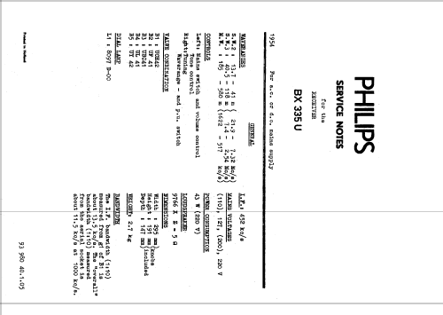 BX335U; Philips; Eindhoven (ID = 42763) Radio