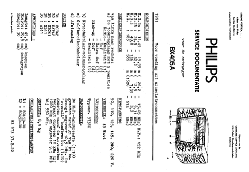 BX405A; Philips; Eindhoven (ID = 2540470) Radio