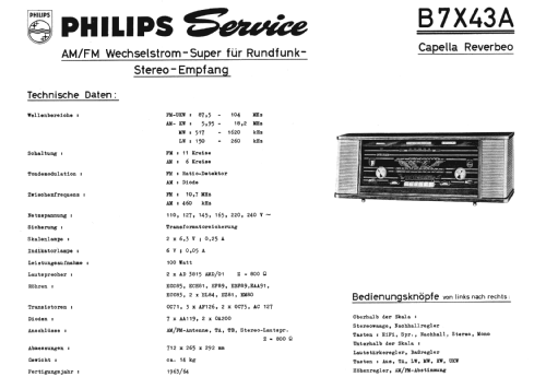 Capella Reverbeo B7X43A; Philips; Eindhoven (ID = 263526) Radio