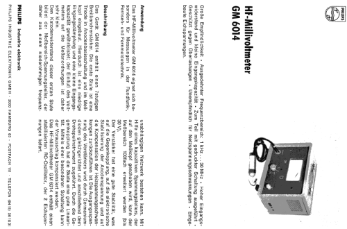 HF-Millivoltmeter GM6014; Philips; Eindhoven (ID = 2152860) Equipment