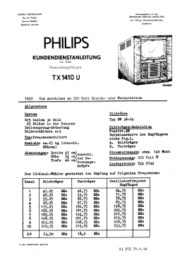 TX1410U; Philips; Eindhoven (ID = 2844410) Television