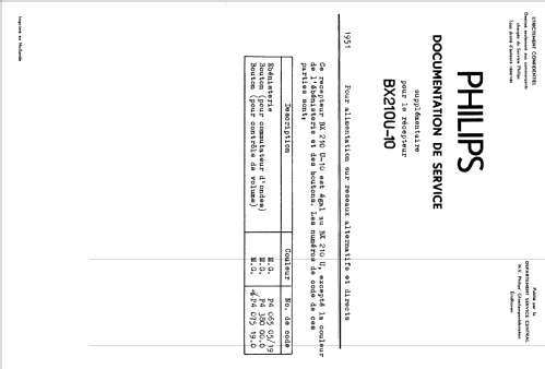BX210U /10; Philips Belgium (ID = 1630445) Radio