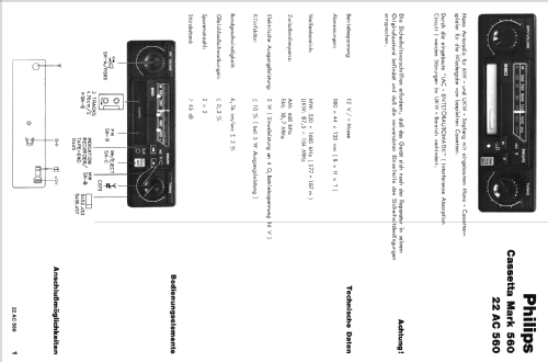 Cassetta Mark 560 22AC560; Philips - Österreich (ID = 1996917) Car Radio