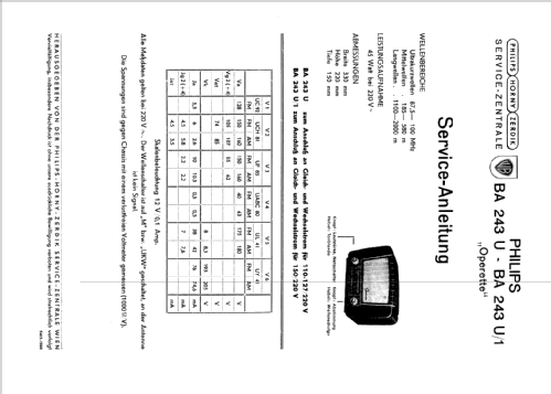 Operette BA243U; Philips - Österreich (ID = 313198) Radio