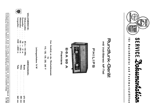 Premiere B6A93A; Philips - Österreich (ID = 724479) Radio