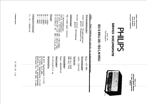 B3LN85U; Philips Portugal (ID = 1690731) Radio