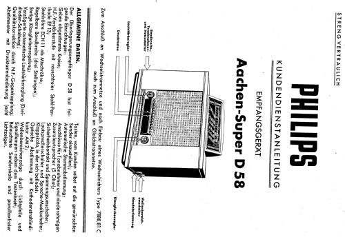 Aachen Super D58 ; Philips Radios - (ID = 194506) Radio