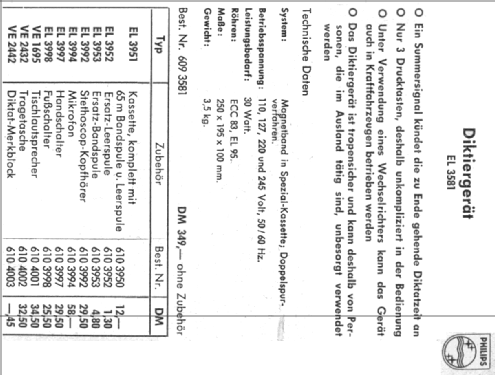 Diktiergerät EL3581 /00; Philips Radios - (ID = 2293505) R-Player