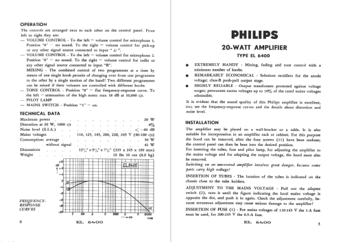 EL6400; Philips Radios - (ID = 952446) Ampl/Mixer