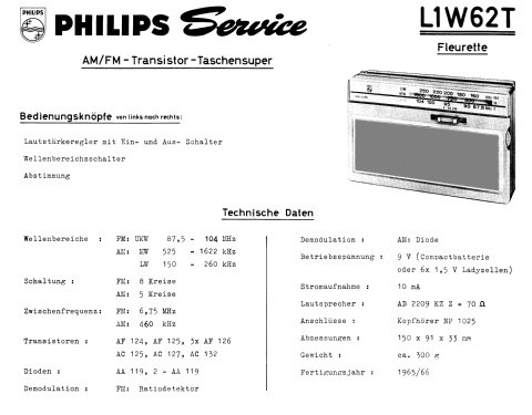 Fleurette L1W62T; Philips Radios - (ID = 1859986) Radio