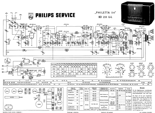 Philetta 54L BD233U-L; Philips Radios - (ID = 961651) Radio