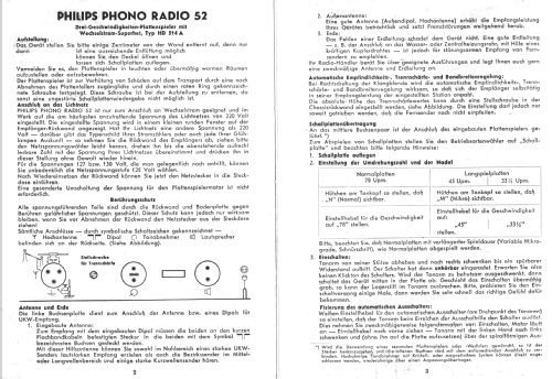 Phono-Radio 52 HD514A; Philips Radios - (ID = 151656) Radio
