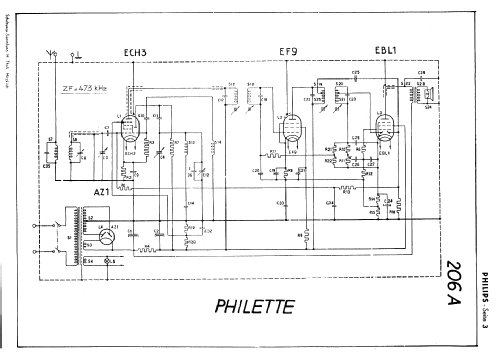 Philette 206 A; Philips - Schweiz (ID = 51189) Radio