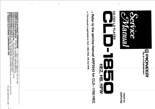 CD CDV LD Player CLD-1850; Pioneer Corporation; (ID = 2343481) R-Player