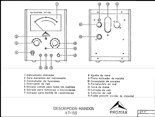 Voltímetro Electrónico VT-150; Promax; Barcelona (ID = 758296) Equipment