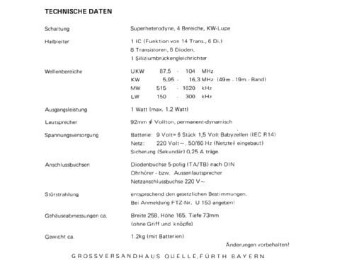 Transistor Koffer TR2334; QUELLE GmbH (ID = 2376988) Radio