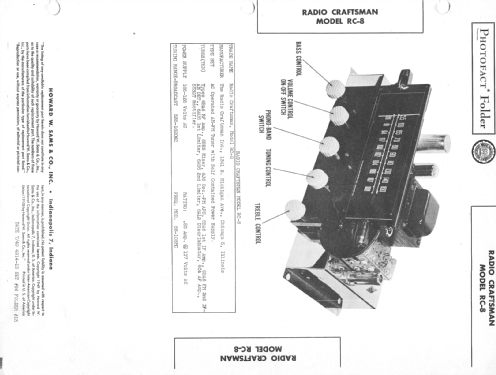 RC-8 FM-AM Tuner; Radio Craftsmen Inc. (ID = 1333366) Radio