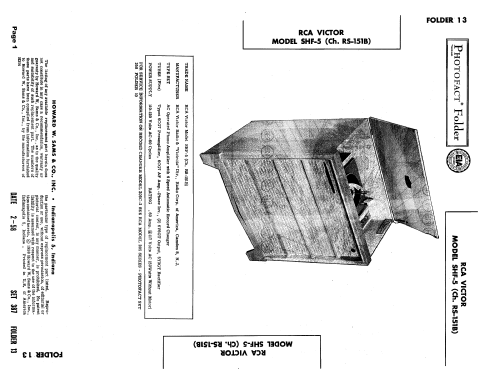 SHF-5 'Mark IV' Ch= RS-151B; RCA RCA Victor Co. (ID = 1909213) R-Player