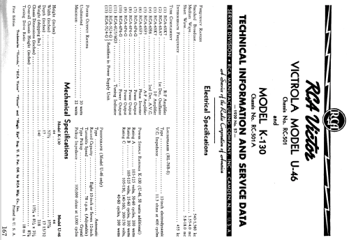 U46 Ch= RC-501; RCA RCA Victor Co. (ID = 983222) Radio
