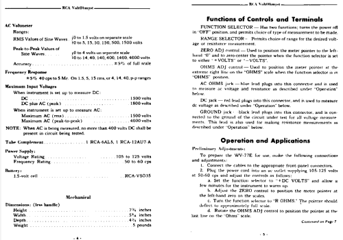 Voltohmyst WV-77-E ; RCA RCA Victor Co. (ID = 1523921) Equipment