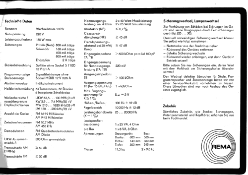 Toccata 940 hifi; REMA, Fabrik für (ID = 200819) Radio