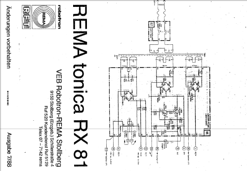 Tonica RX81 HiFi; REMA, Fabrik für (ID = 106159) Radio