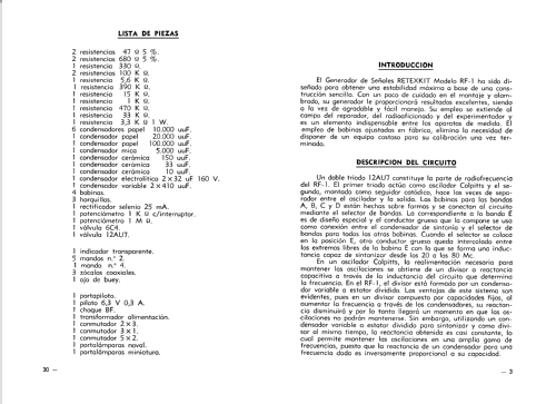 Generador de radiofrecuencia RF-1; Retex S.A.; (ID = 1535470) Equipment