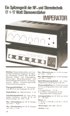 Stereo-Mischverstärker Imperator S; RIM bzw. Radio-RIM; (ID = 2763952) Ampl/Mixer