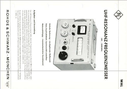 UHF-Resonanz-Frequenzmesser WAL BN 4321/2; Rohde & Schwarz, PTE (ID = 1573863) Equipment