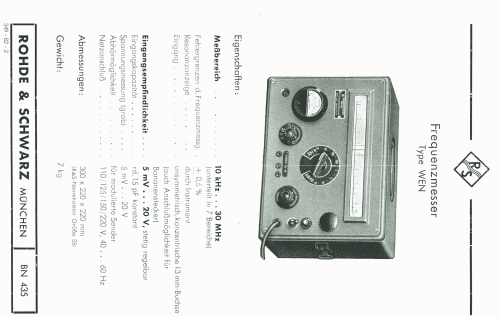 Frequenzmesser WEN ; Rohde & Schwarz, PTE (ID = 2570184) Equipment