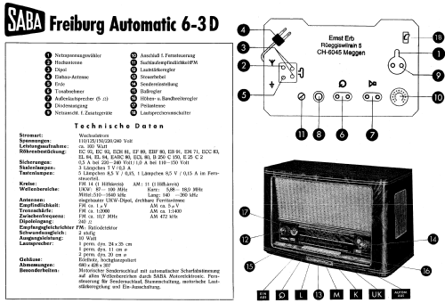 Freiburg Automatic 6-3D; SABA; Villingen (ID = 10052) Radio