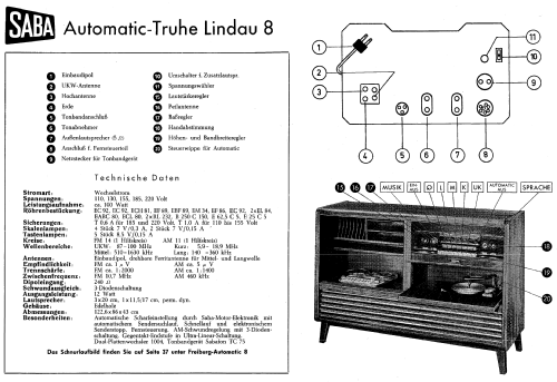 Lindau Automatic 8; SABA; Villingen (ID = 10492) Radio