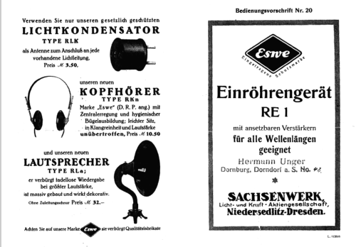 Eswe RE1 ; Sachsenwerk bis 1945 (ID = 71089) Radio
