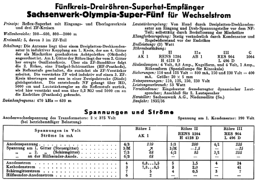 Olympia-Super Fünf 5; Sachsenwerk bis 1945 (ID = 50167) Radio