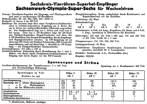 Olympia-Super Sechs 6; Sachsenwerk bis 1945 (ID = 50164) Radio