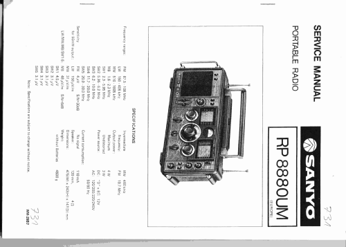 Portable Radio RP-8880 UM; Sanyo Electric Co. (ID = 201255) Radio