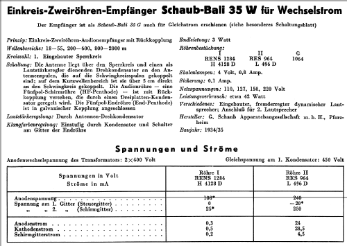 Bali 35W; Schaub und Schaub- (ID = 49778) Radio