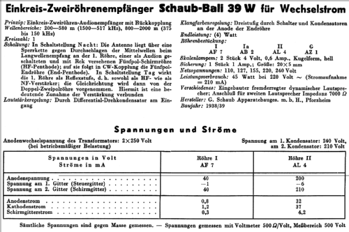 Bali 39W; Schaub und Schaub- (ID = 49776) Radio