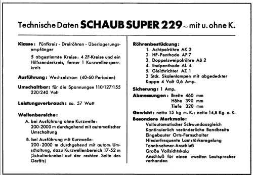 Super 229 , 'Spitzkühler'; Schaub und Schaub- (ID = 305171) Radio