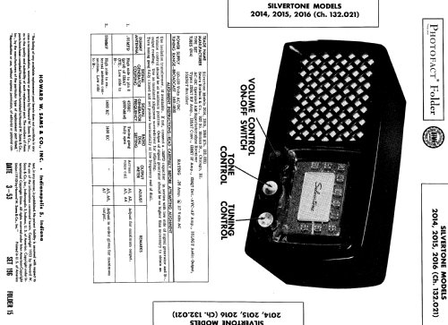 Silvertone 2015 Ch= 132.021 Order=57G 02015; Sears, Roebuck & Co. (ID = 539065) Radio