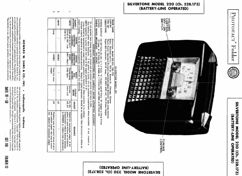 Silvertone 220 Ch= 528.173 Order=57E 0220; Sears, Roebuck & Co. (ID = 445057) Radio