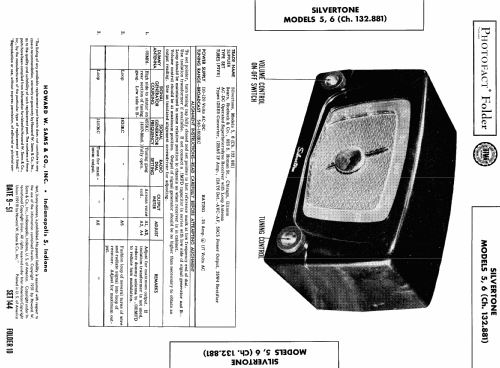 Silvertone 5 Ch= 132.881 Order=57K 05; Sears, Roebuck & Co. (ID = 444876) Radio